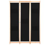 Gecheer 3-Panel Room Divider Privacy Screen Black Fabric & Solid Fir Wood Frame 120x170x4 cm Model248183