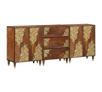 Gecheer 3 Piece Bathroom Furniture Set Solid Rough Wood Mango Cabinets and storage Model3310146