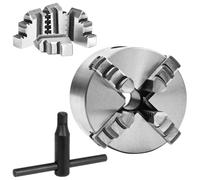 Gecheer 4 Jaw Self-Centering Lathe Chuck, HT300 Steel, 80mm Diameter, 4000 R/min, Silver & Black Model146708