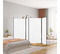 Gecheer 4-Panel Room Divider White 346x180 cm Fabric Privacy screen Model350262