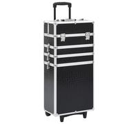 Gecheer 4-Tier Expandable Makeup Trolley - Portable Wooden, ABS, and Aluminum Cosmetic Storage - Black Model91817