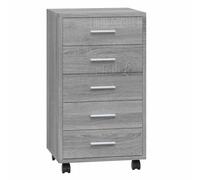 Gecheer 5 Drawer Modern Office Cabinet with Wheels - Grey Sonoma, Engineered Wood, 33x38x63 cm - Perfect for Home or Study Model342675