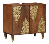 Gecheer 5 Piece Bathroom Furniture Set Solid Rough Wood Mango Drainage and bathroom accessories Model3310150