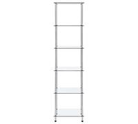 Gecheer 6-Tier Shelf Transparent 40x40x160 cm Tempered Glass Bookcases and vertical shelves Model249507
