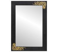 Gecheer 70x50cm Black and Silver Rectangular Bathroom Mirror with Mango Wood Frame - Modern Decor Model4018839