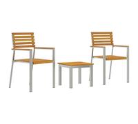 Gecheer Acacia Wood Garden Dining Set - 2 Chairs & Rectangular Table, Brown, Outdoor Use, Patio & Terrace Model3334840