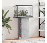 Gecheer Aquarium Stand Fish Tank Cabinet Free Standing Side Cabinet with Open Storage Shelves for Home Living Room Concrete Grey 60.5x36x72.5 cm Engineered Wood