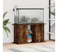 Gecheer Aquarium Stand Fish Tank Cabinet Free Standing Side Cabinet with Open Storage Shelves for Home Living Room Smoked Oak 101x41x58 cm Engineered WoodOption 1