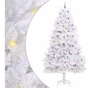 Gecheer Artificial Hinged Christmas Tree White 300 cm PVC and Steel Purple LED Lights 3426636