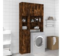 Gecheer Bathroom Cabinet with Ample Storage Space - Engineered Wood, 32 x 25.5 x 190 cm, Smoked Oak - Wall Anchoring Included Model815537