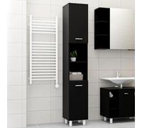 Gecheer Bathroom Tall Cabinet Tallboy Unit Storage Cupboard Floor Standing Wooden Cupboard Unit Black 30x30x179 cm Engineered Wood