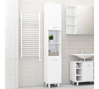 Gecheer Bathroom Tall Cabinet Tallboy Unit Storage Cupboard Floor Standing Wooden Cupboard Unit White 30x30x179 cm Engineered Wood