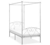 Gecheer Bed Frame 4 Poster Bed Base White Metal 120x200 cm Canopy Bed with Storage Underneath Bedroom Furniture