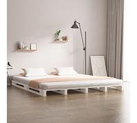 Gecheer Bed Frame Pallet Bed Base Wooden Low Loft Hight Bed Platform Bedroom Furniture White 140x200 cm Solid Wood Pine