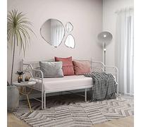 Gecheer Bed Frame Pull-out Sofa Bed Sofa Bed Daybed Metal Platform Bedroom Furniture White Metal 90x200 cm Pull Out Daybed
