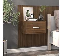 Gecheer Bedside Table Wall-mounted Bedside Cabinet Floating Nightstand Bedroom Living Room Wall-hung Storage Furniture Brown Oak 2