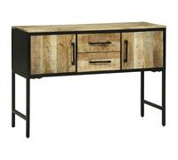 Gecheer Beige Rectangular Mango Wood End Table with 2 Doors and 2 Drawers - Indoor Use Only Model374101