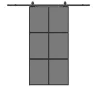 Gecheer Black Tempered Glass Sliding Door with Aluminum Frame - 102.5 x 205 cm, Space-Saving Design for Modern Homes and Offices Model3375968