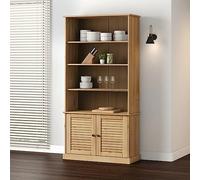 Gecheer Book Cabinet, Bookcase, Free Standing Display Cabinet, Sideboard Side Storage Cupboard, Hallway Living Room Bedroom Furniture 85x35x170 cm Solid Wood Pine