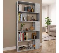 Gecheer Book Cabinet Bookcase, Wooden Bookcase Display Storage Shelving Unit Divider Concrete Grey 80x24x159 cm Engineered Wood