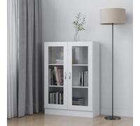 Gecheer Book Cabinet Vitrine Cabinet Glass Display Cabinet Living Room Office Display Storage Unit White 82.5x30.5x115 cm Engineered Wood