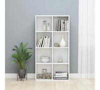 Gecheer Bookcase Book Shelf Open Book Cabinet Living Room Bedroom Office Display Shelving unit High Gloss White 66x30x130 cm Engineered Wood