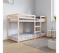 Gecheer Bunk Bed Frame Single Bunk Bed Double Sleeper Beds for Adult and Children 75x190 cm Solid Wood Pine
