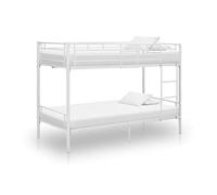 Gecheer Bunk Bed Metal Bed Frame Twin Sleeper Bed with Ladder Twin Over Single Bed Twin Bunk Beds White Metal 90x200 cm