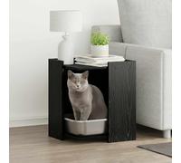 Gecheer Cat Litter Box Enclosure Black Oak 42 x 42 x 51 cm Pet fence Model886271
