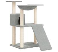 Gecheer Cat Tree Tower with Hammock & Ladder - Light Grey, Engineered Wood, Plush & Sisal, 48 x 67 x 83 cm Model171652