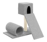 Gecheer Cat Tree Tower with House, Tunnel, Ladder - Light Grey - Engineered Wood, Plush, Sisal - 61x61x59 cm Model171607