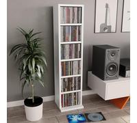 Gecheer CD Cabinet with 6 Open Compartments - Engineered Wood, White, 21 x 20 x 88 cm - Ideal for Organizing Music Collection and Accessories Model800351