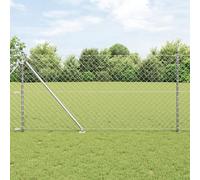Gecheer Chain Link Fence Set of 2 Galvanised Steel 25 x 1 m Expandable Garden Decoration Fence
