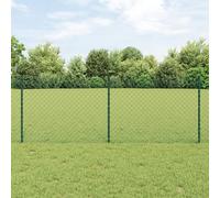Gecheer Chain Link Fence with 10 U Posts Green 0.8x10 m Steel Garden Decoration Fence