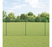 Gecheer Chain Link Fence with 10 U Posts Green 1.4x10 m Steel Garden Decoration Fence