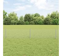 Gecheer Chain Link Fence with 10 U Posts Silver 0.4x10 m Steel Garden Decoration Fence