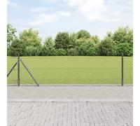 Gecheer Chain Link Fence with 13 Flanged Posts 0.4 x 25 m Galvanised Steel Garden Decoration Fence