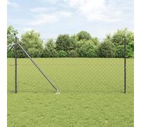 Gecheer Chain Link Fence with 7 Spike Posts 1.2x10 m Galvanised Steel Garden Decoration Fence