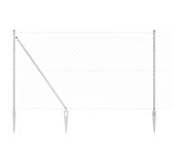 Gecheer Chain Link Fence with 7 Spike Posts 1.5x10 m Galvanised Steel Garden Decoration Fence