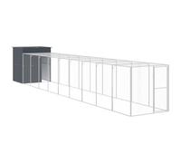 Gecheer Chicken Cage with Run Anthracite 165x1067x181 cm Galvanised Steel Small animal cage Model3189112