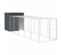 Gecheer Chicken Cage with Run Anthracite 165x659x181 cm Galvanised Steel Small animal cage Model3189110