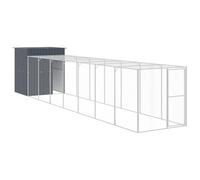 Gecheer Chicken Cage with Run Anthracite 165x863x181 cm Galvanised Steel Small animal cage Model3189111