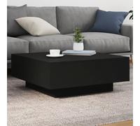 Gecheer Coffee Table Side Table LED End Table Sofa Tea Table Living Room Furniture with Storage Black 80x80x31 cm