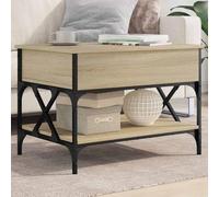 Gecheer Coffee Table Sonoma Oak 70x50x50 cm Engineered Wood and Metal Type1