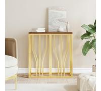 Gecheer Console Table Slim Sofa Tables Hall Table Home Side Table Entryway Hallway Home Decor Gold Stainless Steel and Solid Wood Reclaimed Type2
