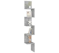 Gecheer Corner Shelf 5 Tiers Wall Shelves Floating Shelf Zigzag Display Storage Organiser Shelving Unit for Bedrooms Kitchen Offices and Living Rooms 20x20x127.5 cm Engineered Wood Concrete Grey