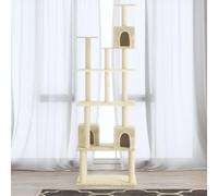 Gecheer Cream Cat Tree with Sisal Scratching Posts & Hideaway House - 60.5 x 48 x 188 cm Model171488