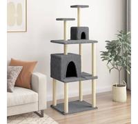 Gecheer Dark Grey Cat Scratching Tower with 2 Houses, 61 x 48.5 x 167 cm - Engineered Wood, Plush, Sisal Model172069