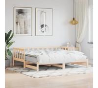 Gecheer Day Bed Frame Sofa Bed Guest Daybed Wooden Bed Frame Multifuctional Bed Base with Trundle 90x190 cm Solid Wood Pine Type1
