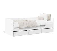Gecheer Daybed with Drawers Wooden Daybed Frame Guest Bed with Storage Spacesaving Sofa Bed Frame with 3 Drawers Underbed for Living Room Guest Room Bedroom White 90x190 cm Engineered Wood